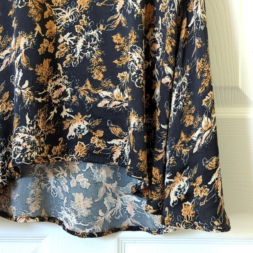 Free People Lucie Floral Scoop Neck Tied Open Back A-Line Mini Dress Black 6 - Picture 10 of 16